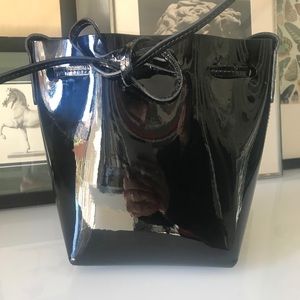 Mansur Gavriel Black Patent Mini Bucket Bag